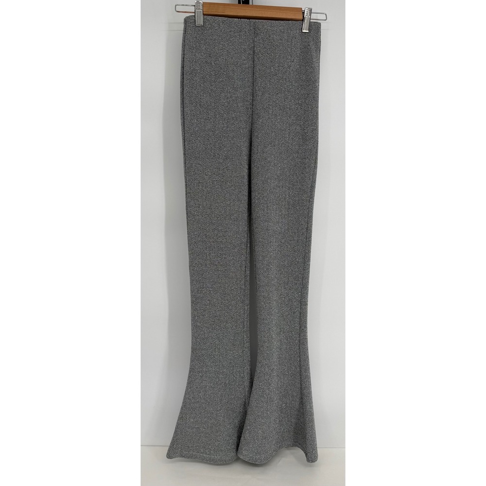 HM Womens Silver Metallic Flare Pants High Waisted Glitter Bell Bottoms Sz S